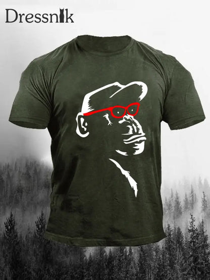 Herren Affe Kunstdruck Casual T-Shirt Armee grün / S