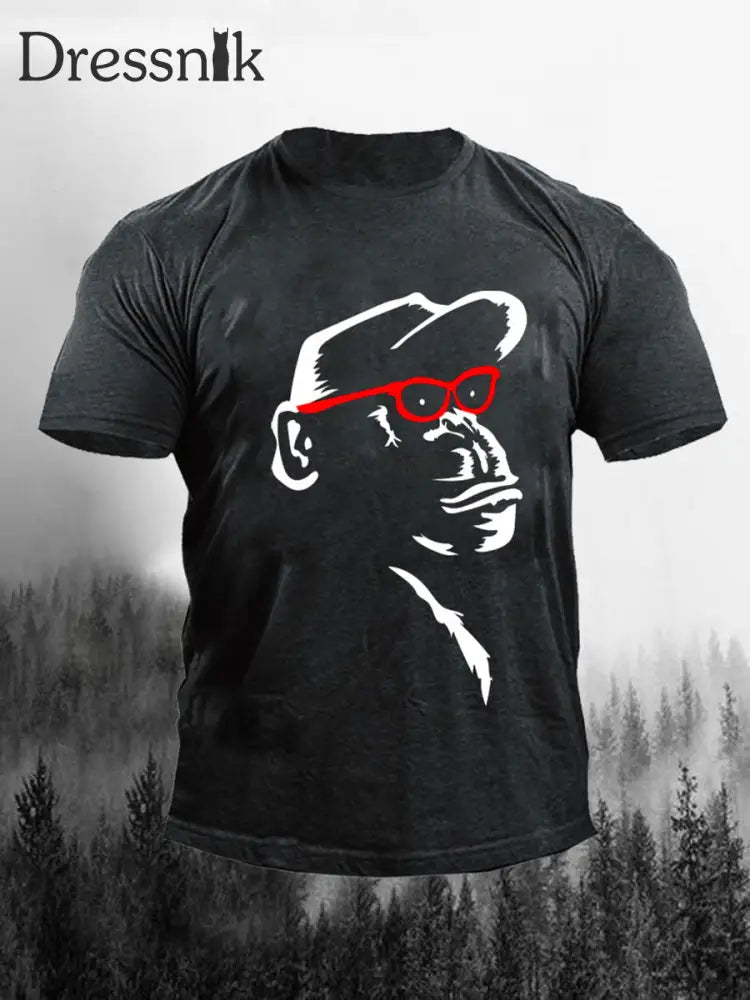 Herren Affe Kunstdruck Casual T-Shirt Dunkelgrau / S