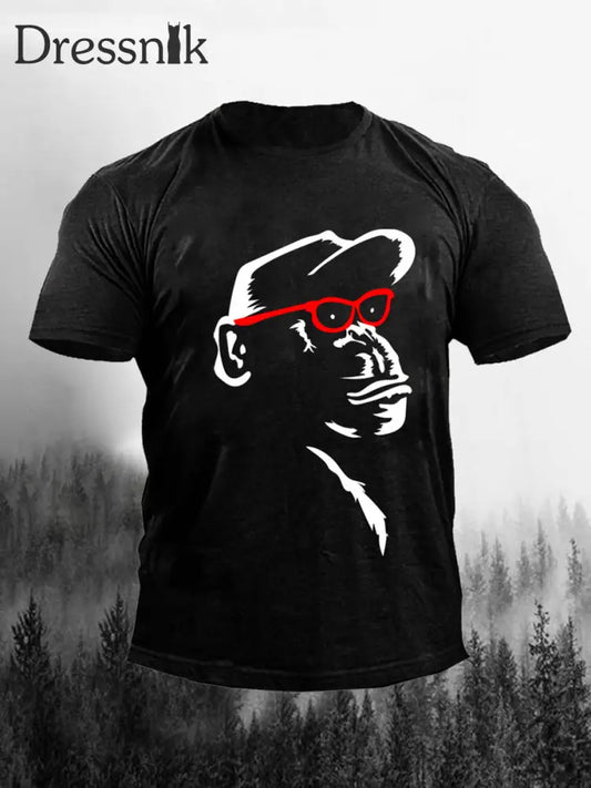 Herren Affe Kunstdruck Casual T-Shirt Schwarz / S
