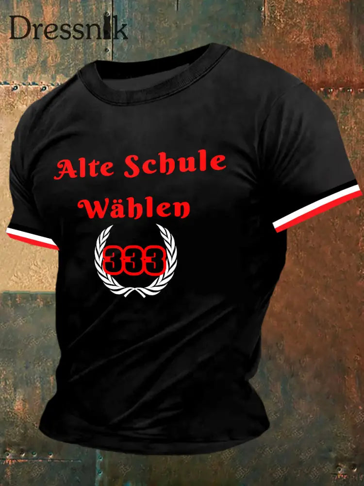 Herren Alte Schule Wable 333 Print Vintage Mode Kurzarm T-Shirt Schwarz / S