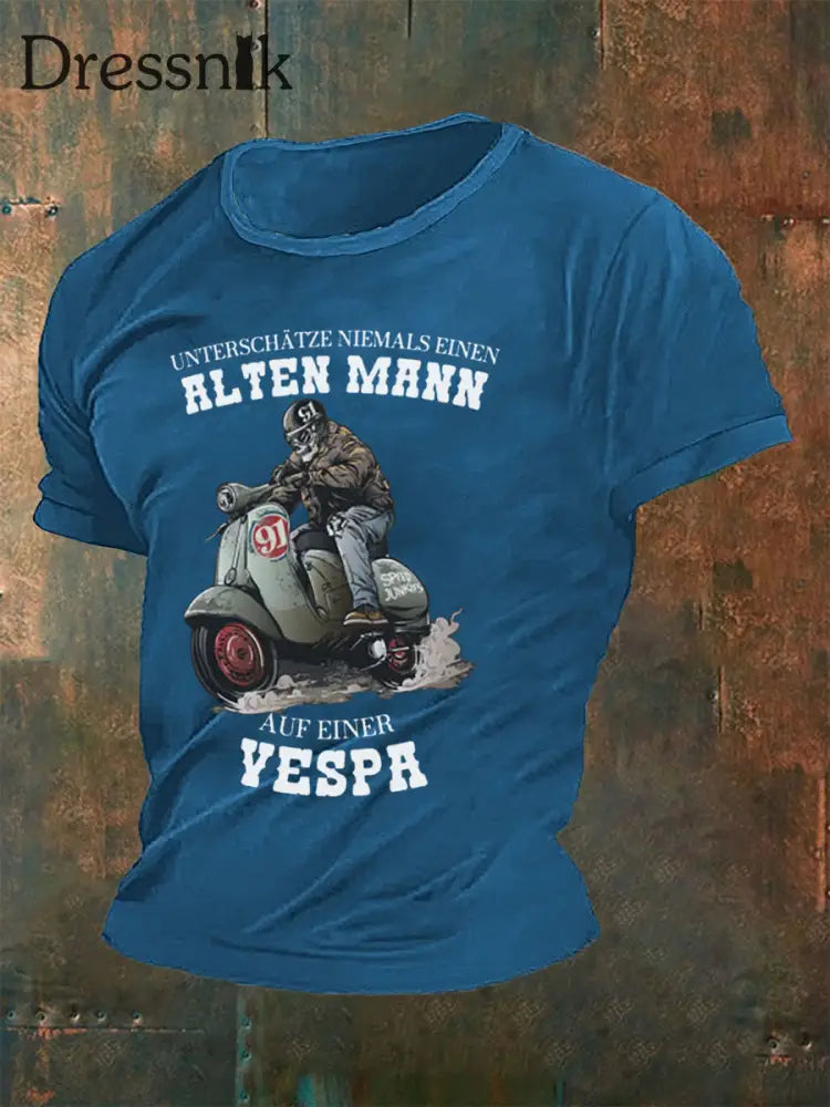 Herren Alter Mann Vespa T-Shirt Blau / S