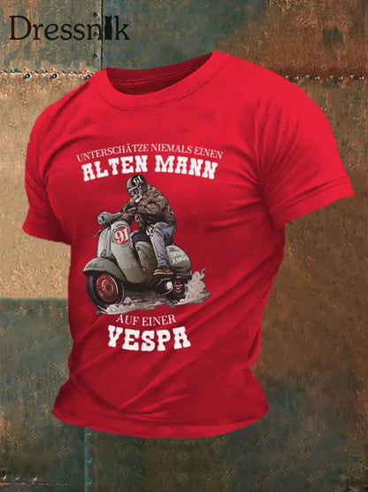 Herren Alter Mann Vespa T-Shirt Reines Rot / S