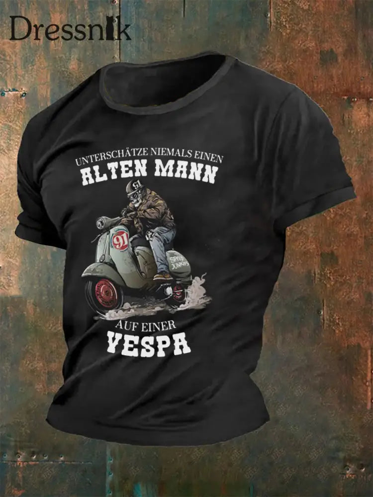 Herren Alter Mann Vespa T-Shirt Schwarz / S
