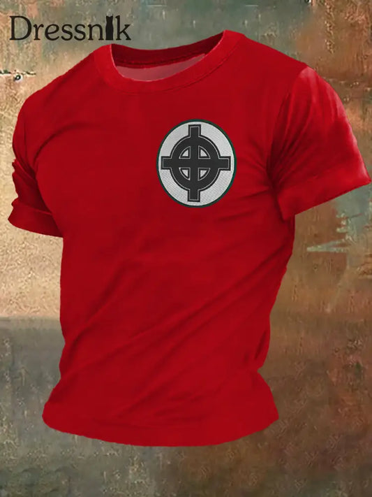 Herren Andrew Cross Print Vintage Mode Kurzarm T-Shirt Rot / S