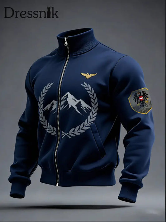 Herren Anspruchs volle Marine Österreich ische Adler & Bergkranz Jacke mehrfarbig / S
