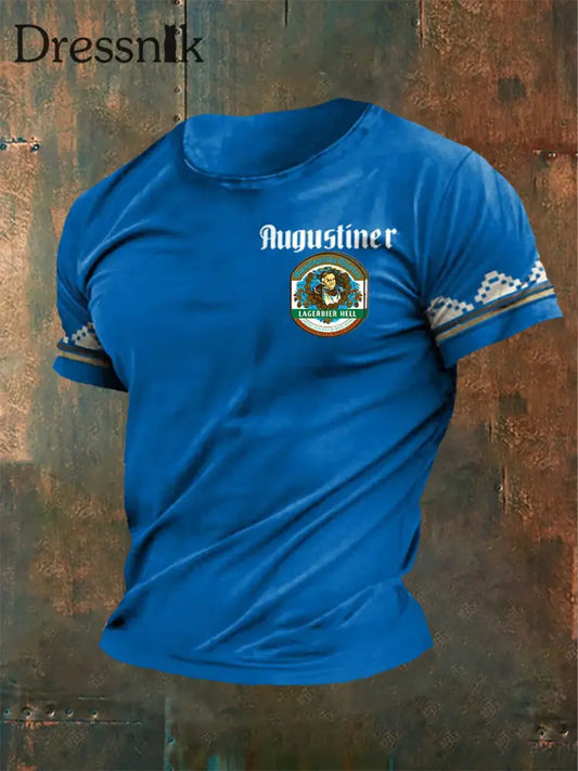 Herren Augustiner T-Shirt mit kurzen Ärmeln Blau / S