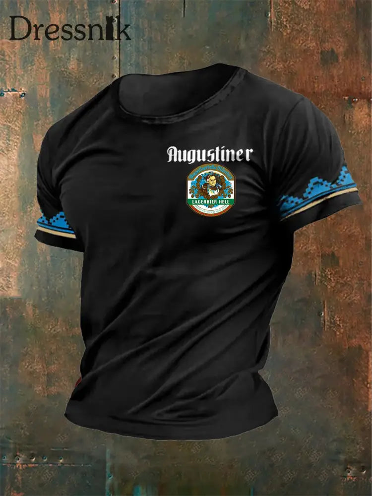 Herren Augustiner T-Shirt mit kurzen Ärmeln Schwarz / S