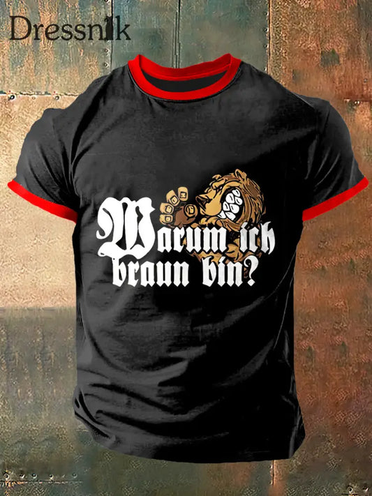 Herren Barum Ich Braun Bin Print Vintage Mode Kurzarm T-Shirt Schwarz / S
