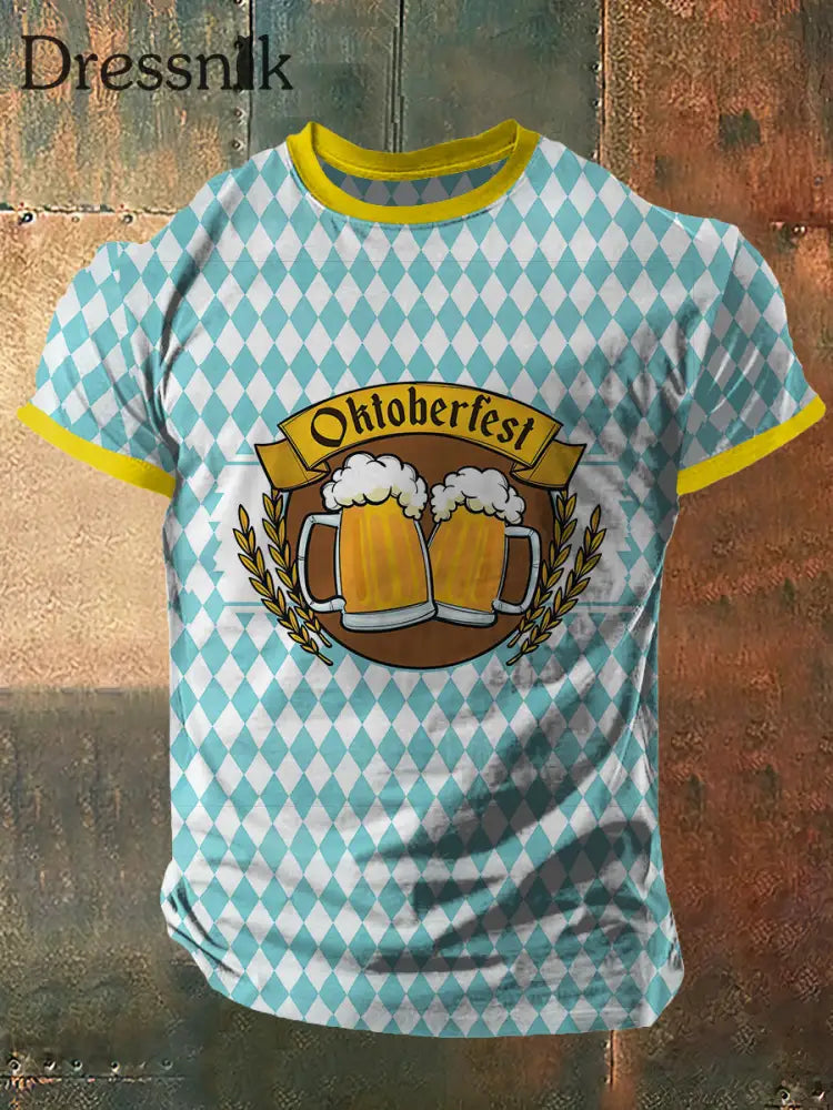 Herren Bayerisches Bierfest Print Vintage Mode Kurzarm T-Shirt bunt / S