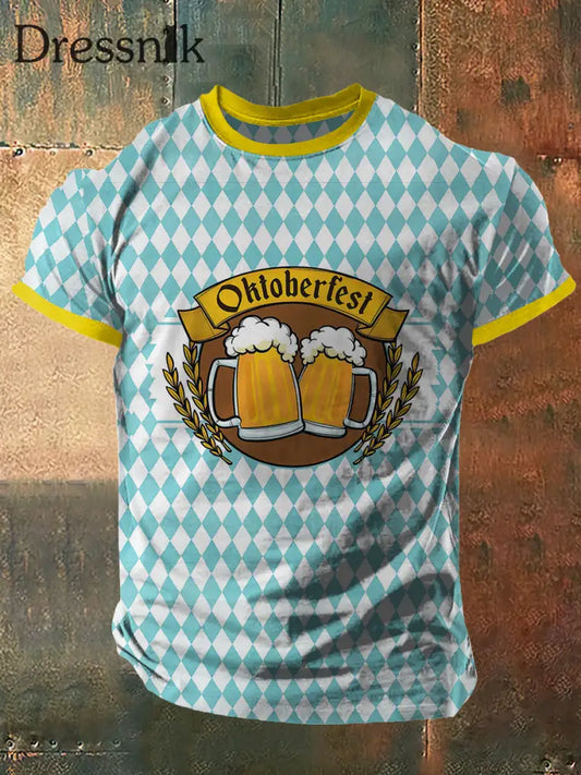 Herren Bayerisches Bierfest Print Vintage Mode Kurzarm T-Shirt bunt / S
