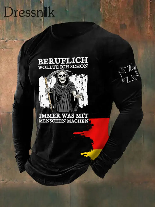 Herren beruflich wollte ich schon immer war mit Menschen machen bedrucktes Langarm-T-Shirt Schwarz / S