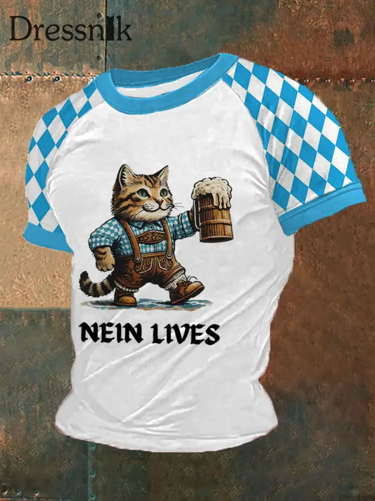 Herren Bier Fest Bayerisches Blau Kariertes Print Shirt als bild / S