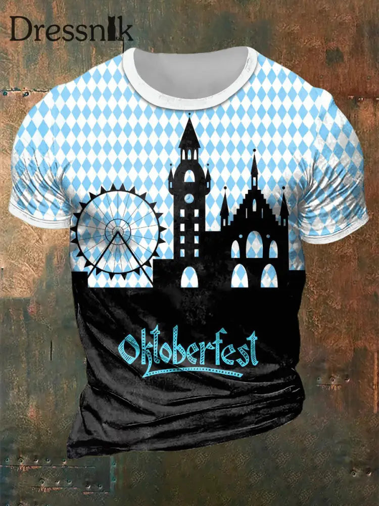 Herren Bier Fest Bayerisches Blau Kariertes Print Shirt als bild / S