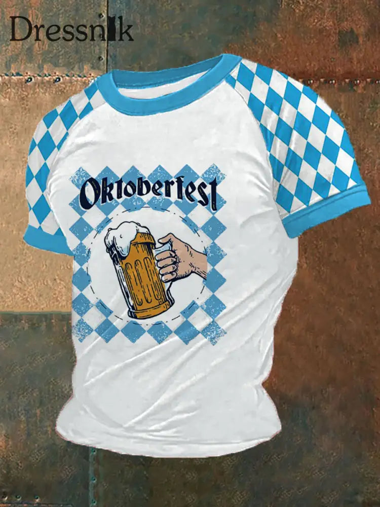 Herren Bier Fest Bayerisches Blau Kariertes Print Shirt als bild / S