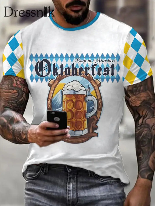 Herren Bier Fest Bayerisches Blau Kariertes Print Shirt als bild / S