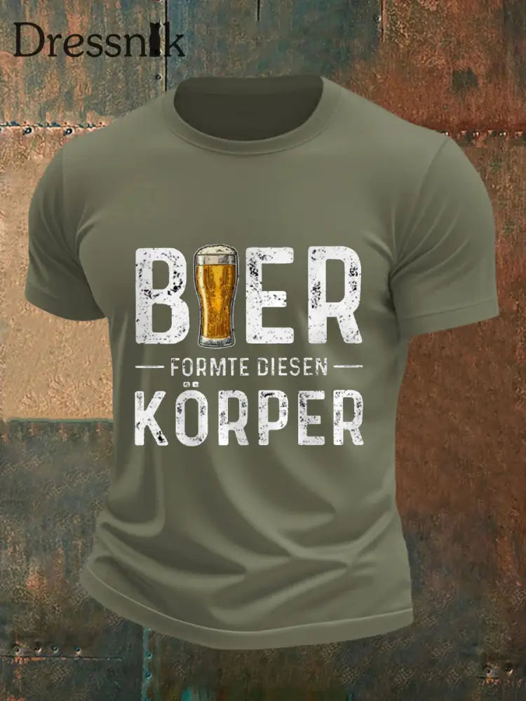 Herren Bier liebhaber Casual T-Shirt Armee grün / S