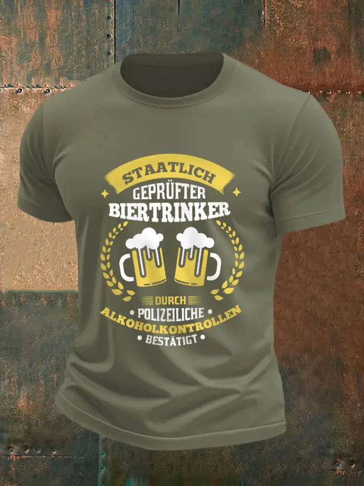 Herren Bier liebhaber Casual T-Shirt Armee grün / S