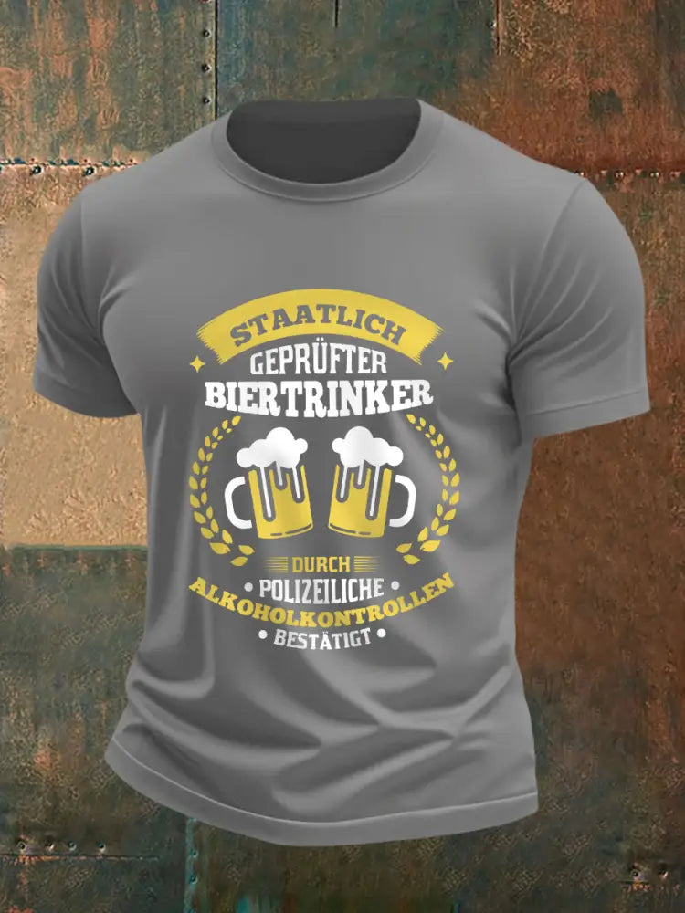 Herren Bier liebhaber Casual T-Shirt Hellgrau / S