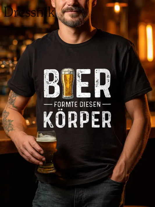 Herren Bier liebhaber Casual T-Shirt Schwarz / S