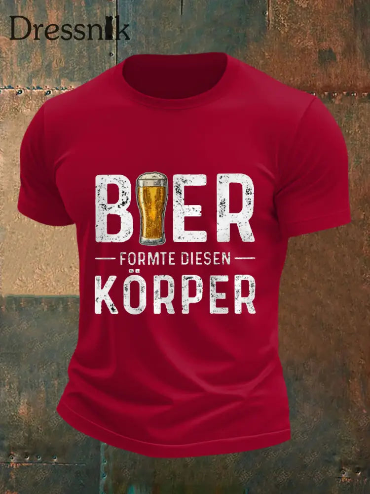 Herren Bier liebhaber Casual T-Shirt Tiefrot / S