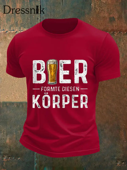 Herren Bier liebhaber Casual T-Shirt Tiefrot / S