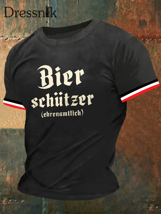 Herren Bier Schutzer Print Vintage Mode Kurzarm T-Shirt Schwarz / S