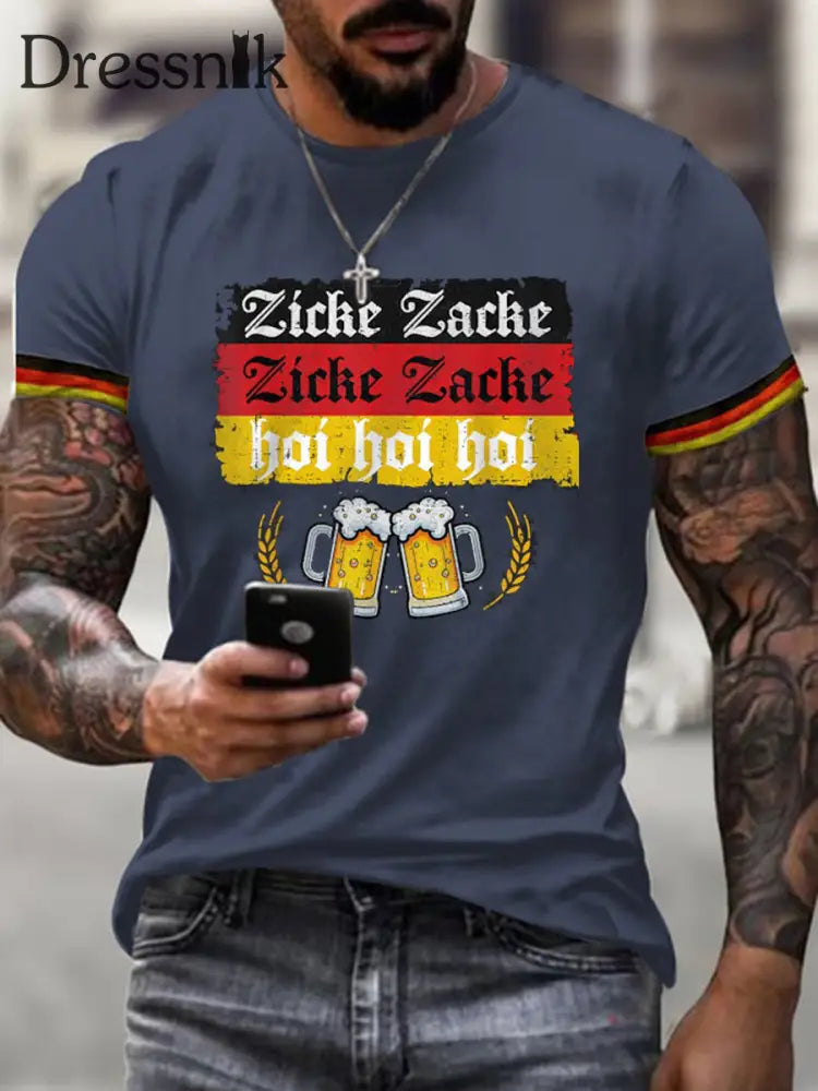 Herren Bierfest Print Shirt Marineblau / S