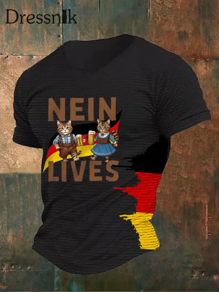 Herren Bierfest Print Shirt Schwarz / S