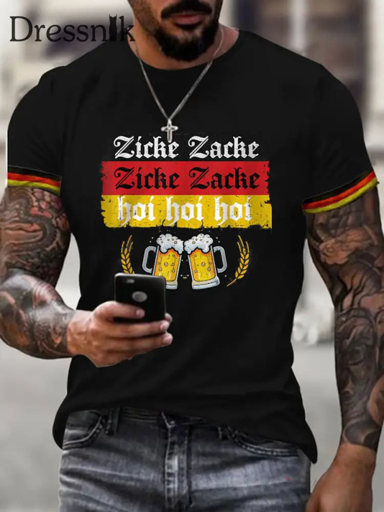 Herren Bierfest Print Shirt Schwarz / S