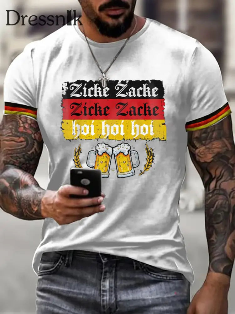 Herren Bierfest Print Shirt Weiß / S