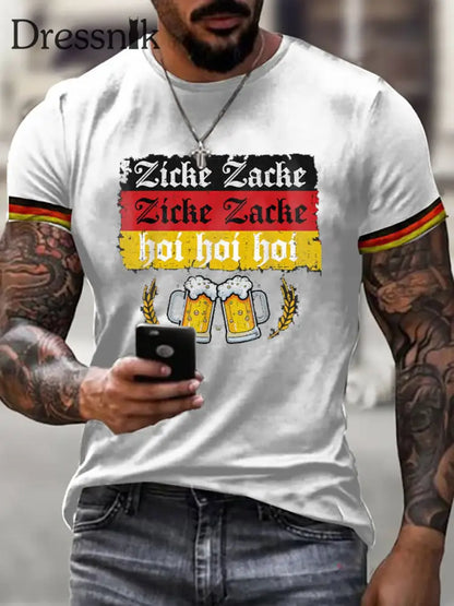 Herren Bierfest Print Shirt Weiß / S