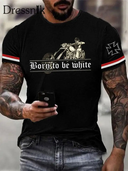 Herren-Biker geboren um weiß zu sein Gott mit uns T-Shirt Schwarz / S