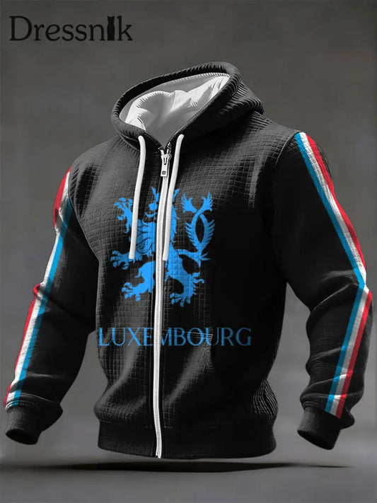 Herren Bold Blue Lion Luxembourg Print Gestreifte Jacke mit Reiß verschluss mehrfarbig / S