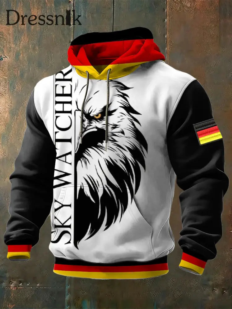 Herren-Bold Deutschland ’Sky Watcher’ Eagle Print Farbblock-Hoodie mehrfarbig / S