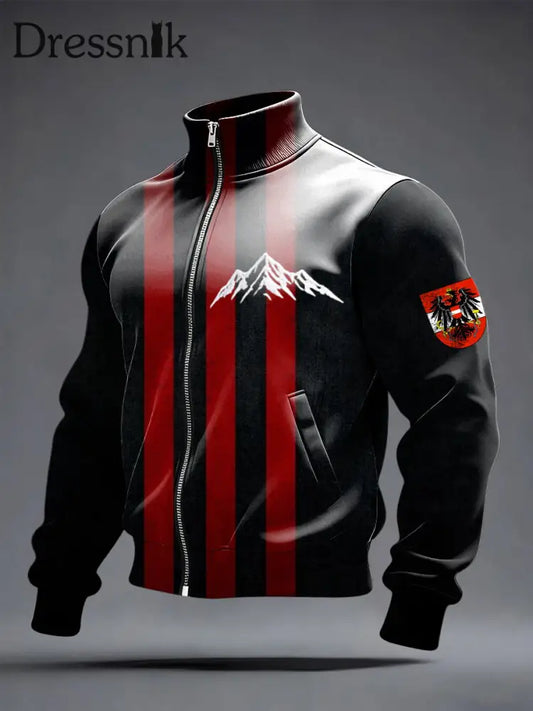 Herren Bold Schwarz-Rot Streifen Österreich ische Mountain Trainings jacke mehrfarbig / S