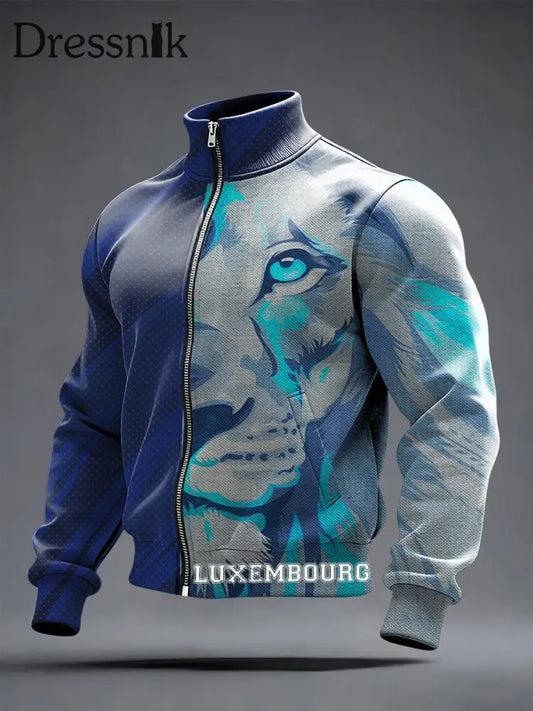 Herren Bold Teal Lion Luxemburg Grafik Zip Jacke mehrfarbig / S