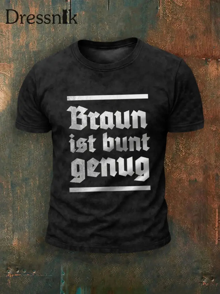 Herren Braun ist bunt genug bedrucktes Kurzarm-T-Shirt Schwarz / S