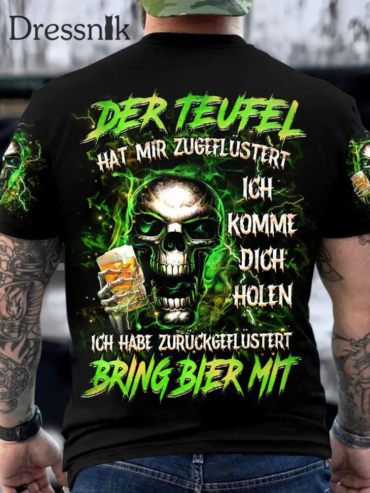Herren BRING BIER MIT VOLLSTÄNDIGER DRUC Bedrucktes T-Shirt Schwarz / S