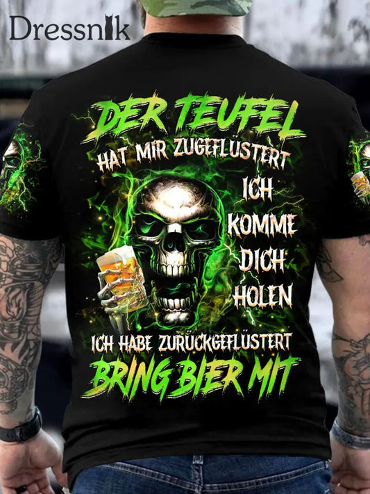 Herren BRING BIER MIT VOLLSTÄNDIGER DRUC Bedrucktes T-Shirt Schwarz / S