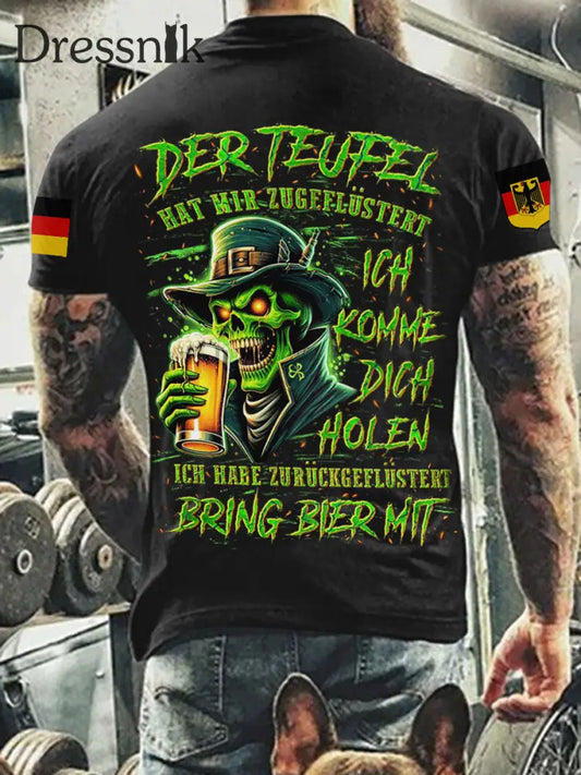 Herren BRING BIER MIT VOLLSTÄNDIGER DRUCK Bedrucktes T-Shirt Schwarz / M