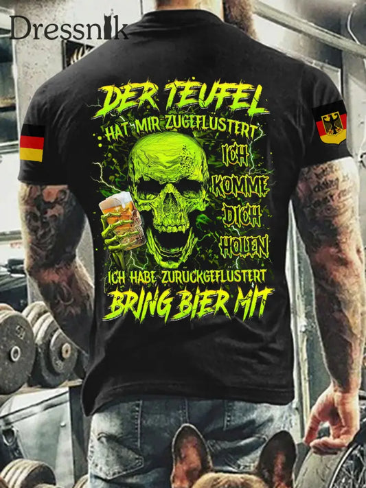 Herren BRING BIER MIT VOLLSTÄNDIGER DRUCK Bedrucktes T-Shirt Schwarz / S