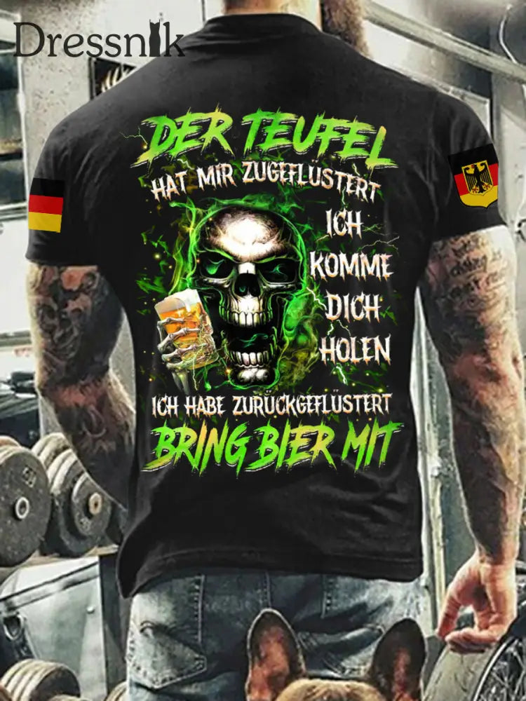 Herren BRING BIER MIT VOLLSTÄNDIGER DRUCK Bedrucktes T-Shirt Schwarz / S