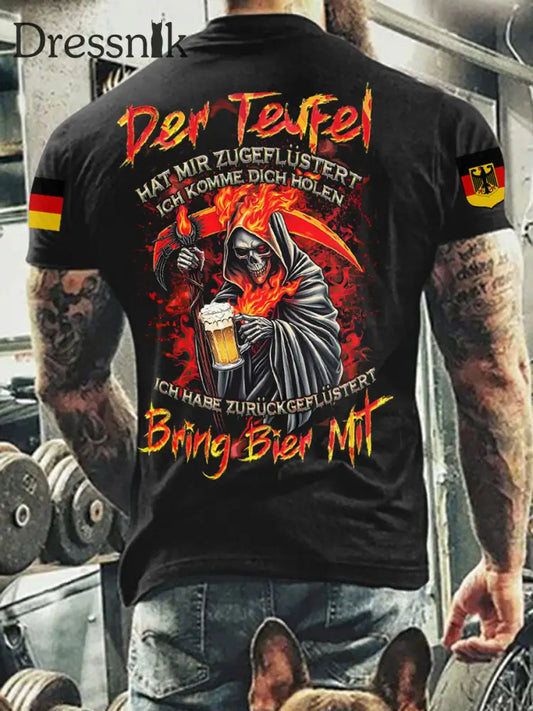 Herren BRING BIER MIT VOLLSTÄNDIGER DRUCK Bedrucktes T-Shirt Schwarz / S