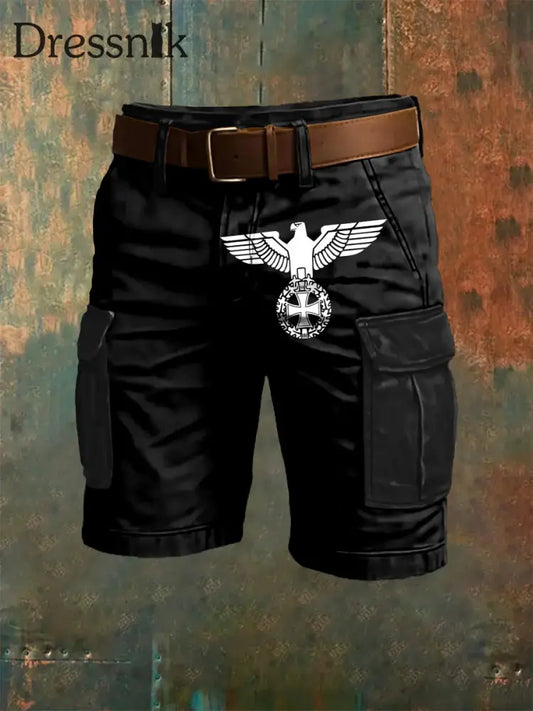 Herren-Bundes adler Kunstdruck Overalls Shorts Schwarz / S