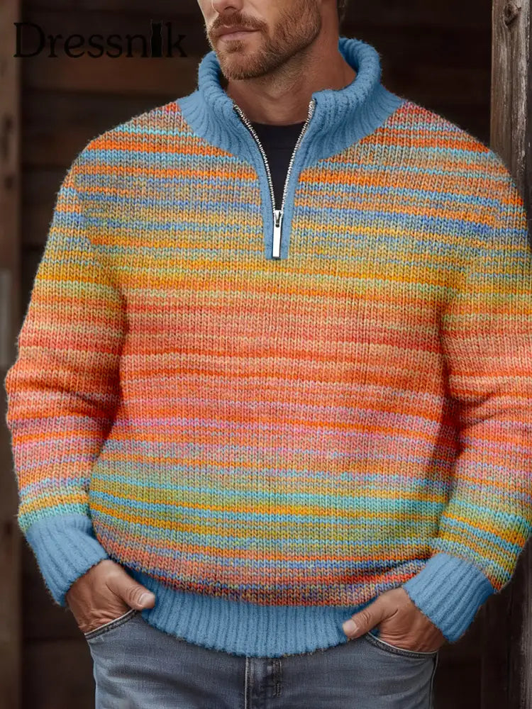 Herren bunt gestreifter gemütlicher Strick pullover als bild / S