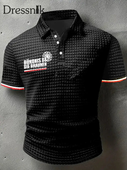 Herren-Buntnies 88 Die Braunen Aufdruck Waffel Polo Hals Kurzarm T-Shirt Schwarz / S