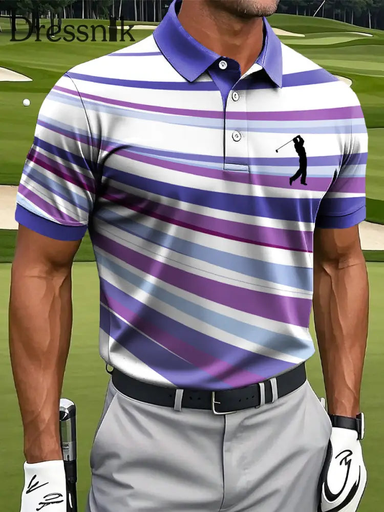 Herren-Business-Stil Polo-Kragen lässig Kurzarm-Shirt Lila / S