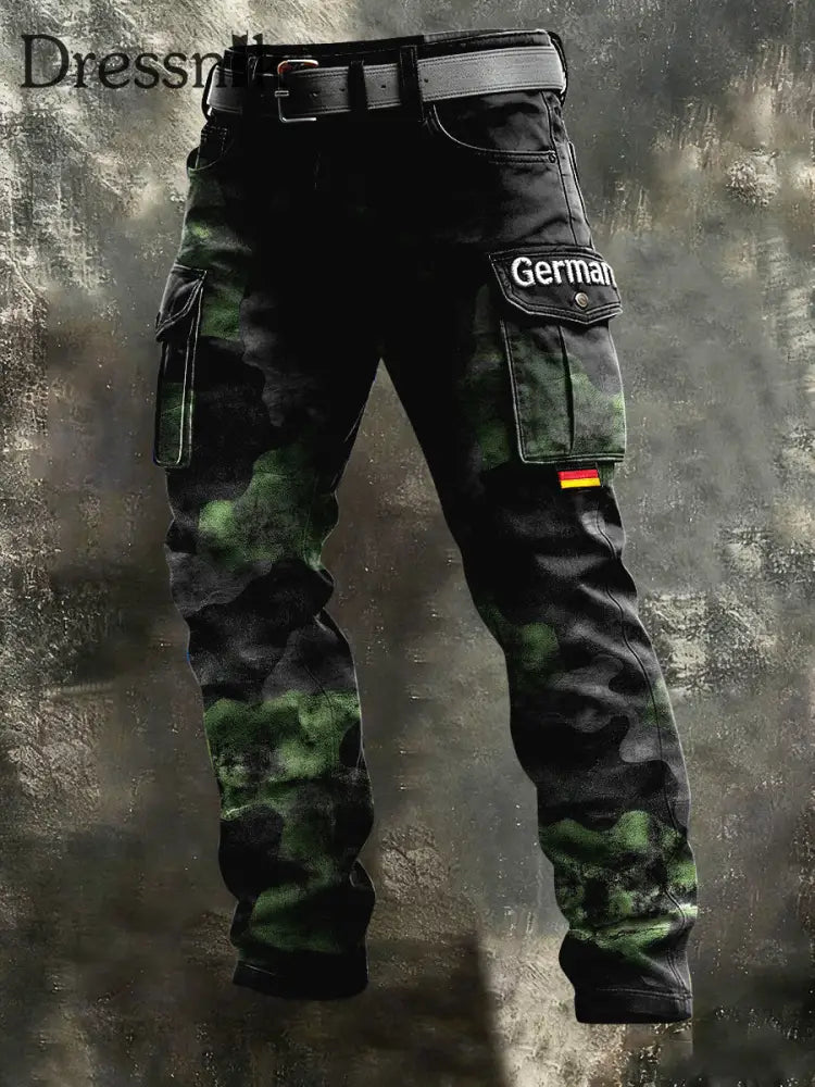 Herren-Camouflage-Gradienten-Print-Freizeit-Hose Tarnung / S