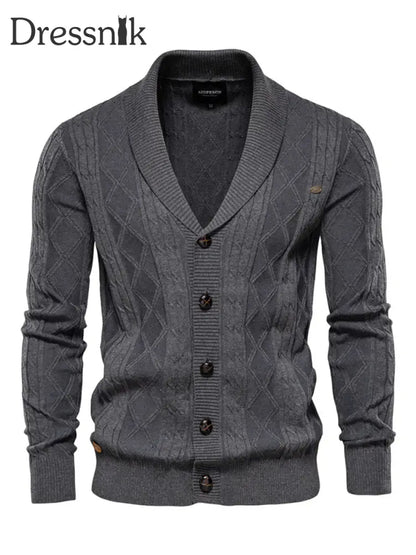 Herren Casual Diamond Check Strickjacke Dunkelgrau / M