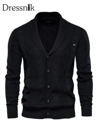 Herren Casual Diamond Check Strickjacke Schwarz / M